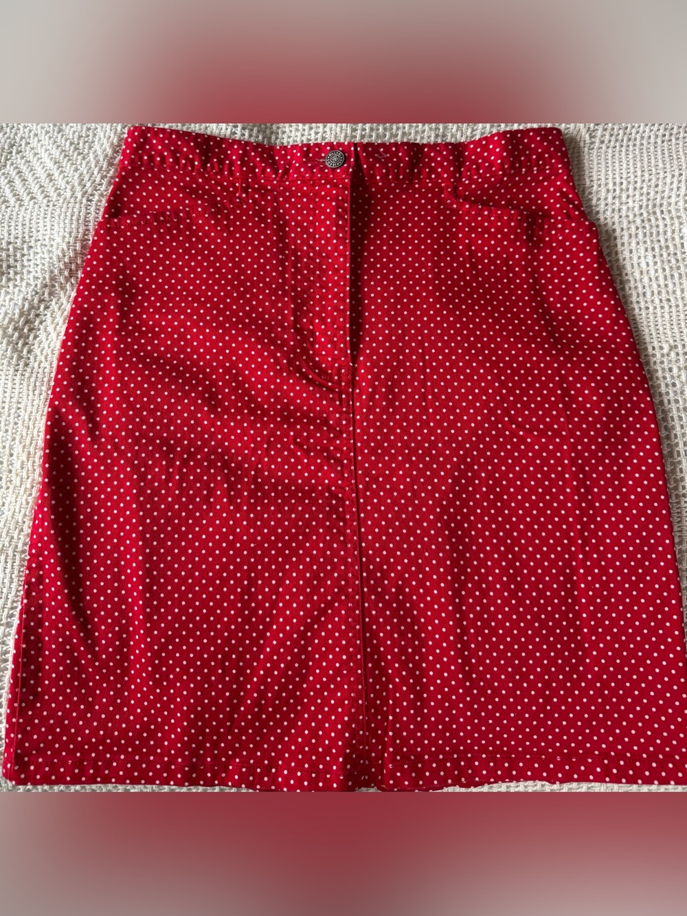Women's cotton size 10 red polka dots skirt